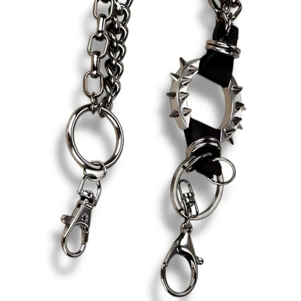Black Chunky Metal Chains Spiked Pants Chains Belt- NWT